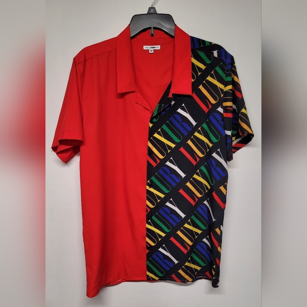 Fashion Nova Men Short Sleeve Button Shirt M Casual
